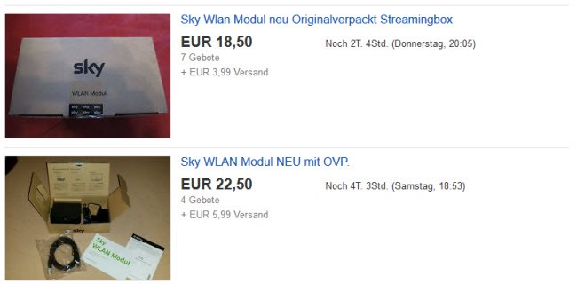 Sky WLAN-Module bei ebay Screenshot:ebay.de