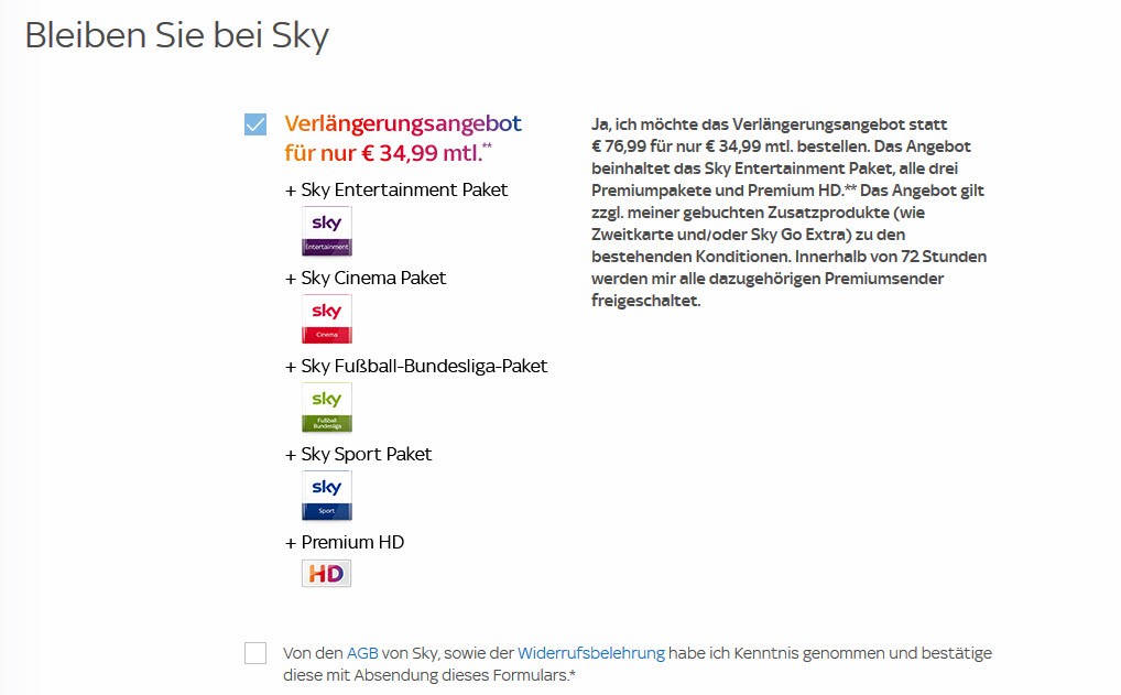 Sky Verlängerungsangebote Sky Verlängerungsangebote